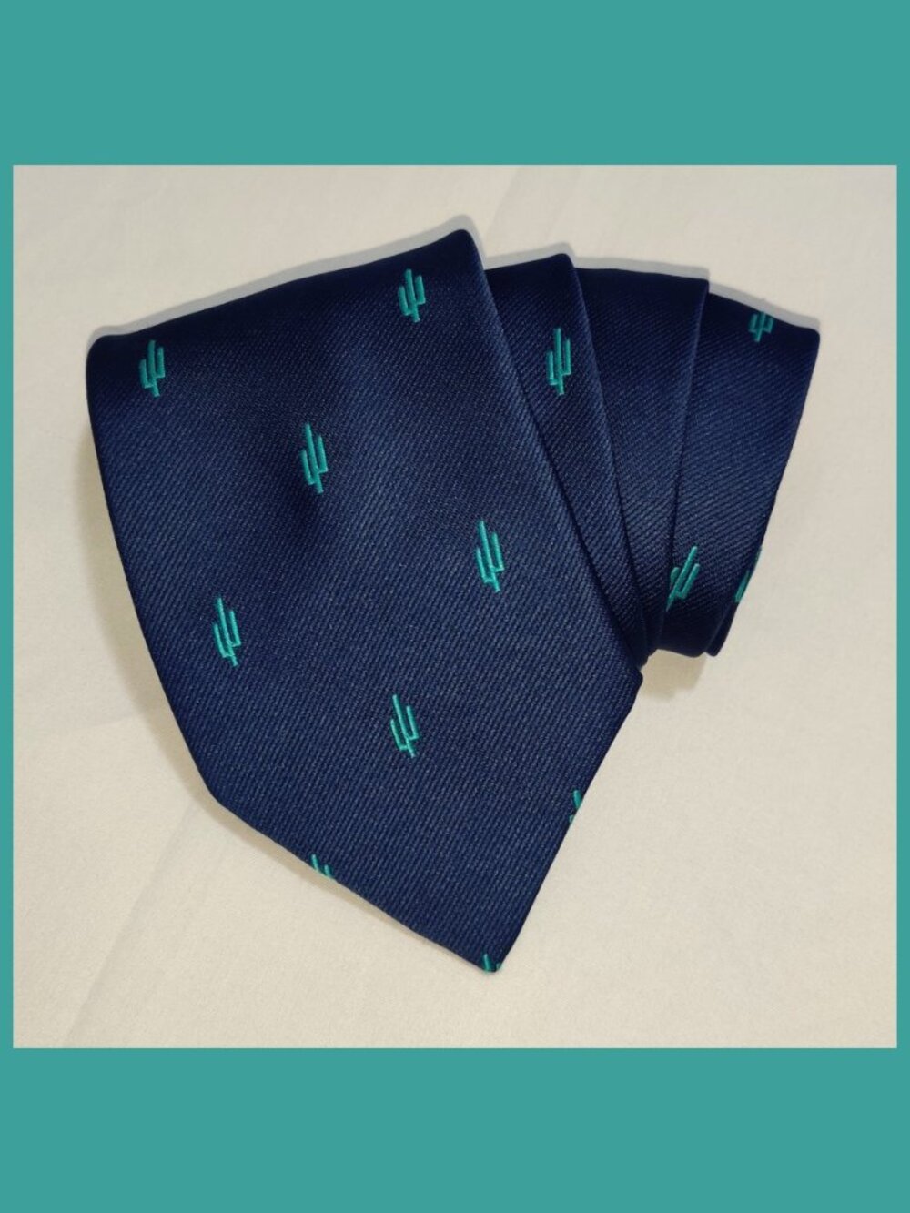 Saguaro / Sahuaro Cactus Tie / Necktie by Arizona Highways - Navy Blue & Green